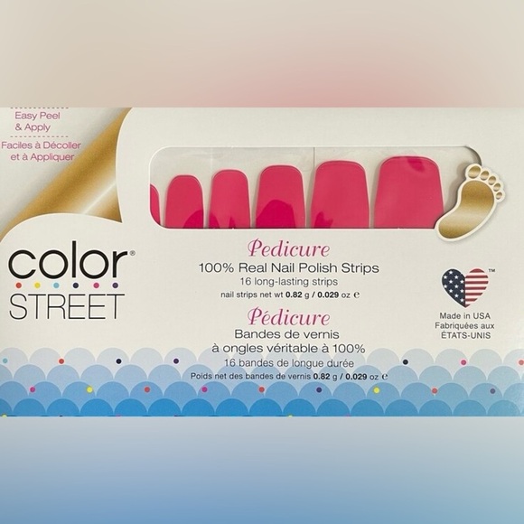 Color Street Pedicure Nail Polish Strips - Vibrant Pink - Picture 1 of 3